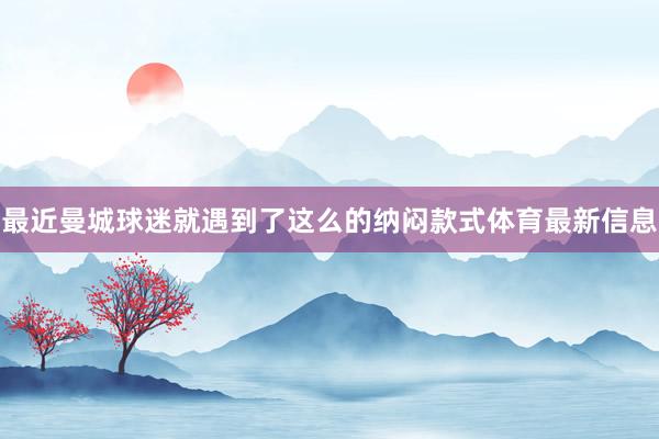 最近曼城球迷就遇到了这么的纳闷款式体育最新信息