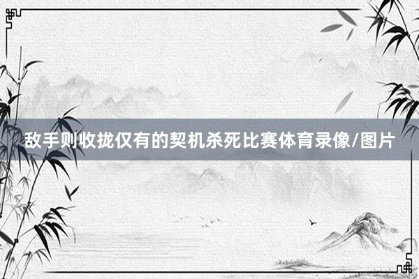 敌手则收拢仅有的契机杀死比赛体育录像/图片